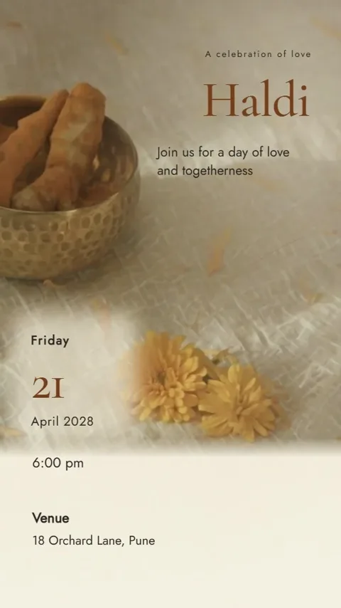 A Letter in Light, traditional wedding invitation video: its Haldi scene