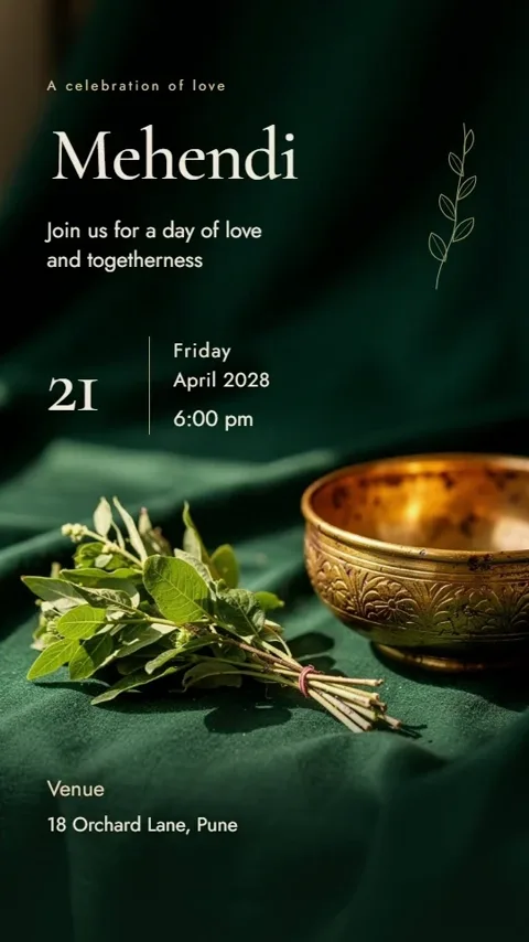A Letter in Light, traditional wedding invitation video: its Mehendi scene