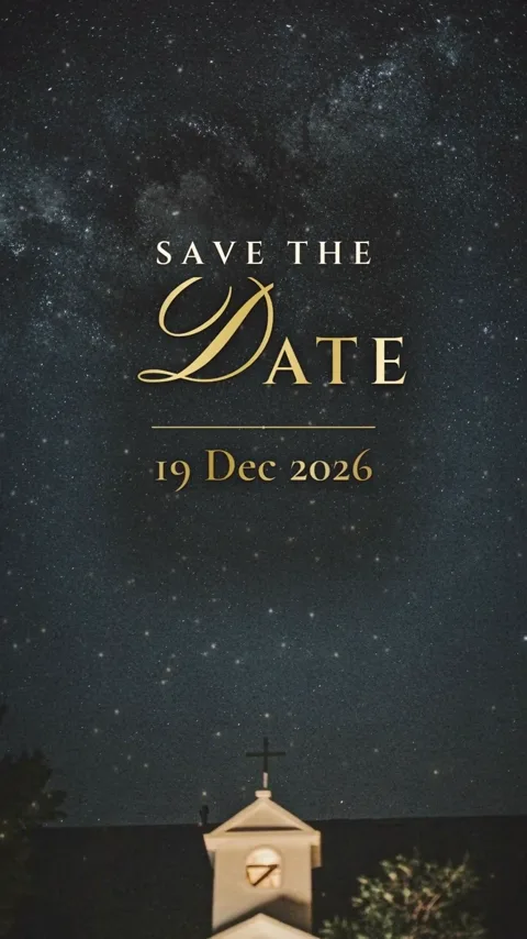 From First Light, Christian wedding invitation video: its Save the date scene