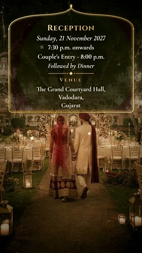 Haveli of Light, Gujarati wedding invitation video: its Reception scene