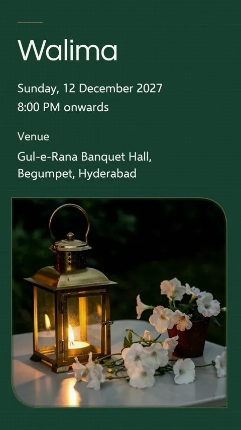 Jasmine Courtyard: Botanical, floral nikah invitation video: its Walima scene