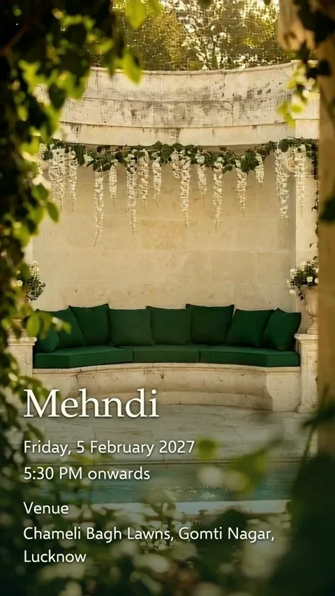 Jasmine Courtyard: Cinematic, cinematic nikah invitation video: its Mehndi scene