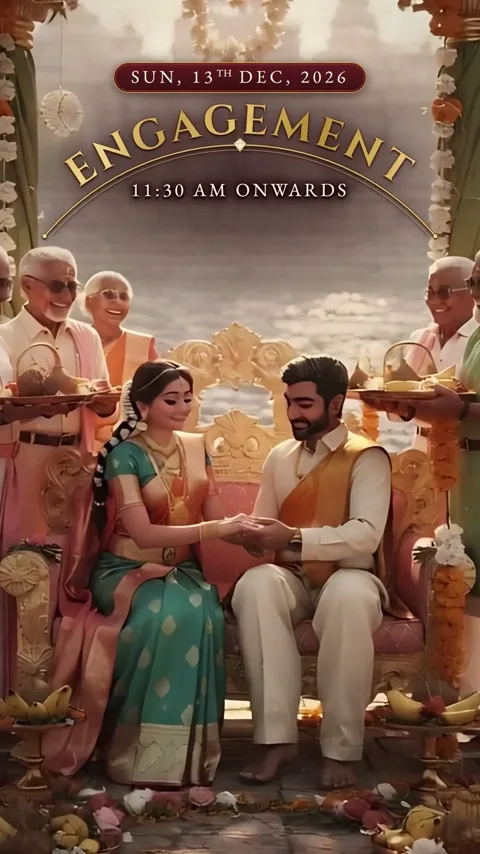 Kalyana Theppam, Tamil wedding invitation video: its Engagement scene