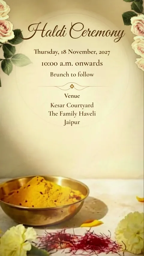 The Marigold Passage, North Indian wedding invitation video: its Haldi scene