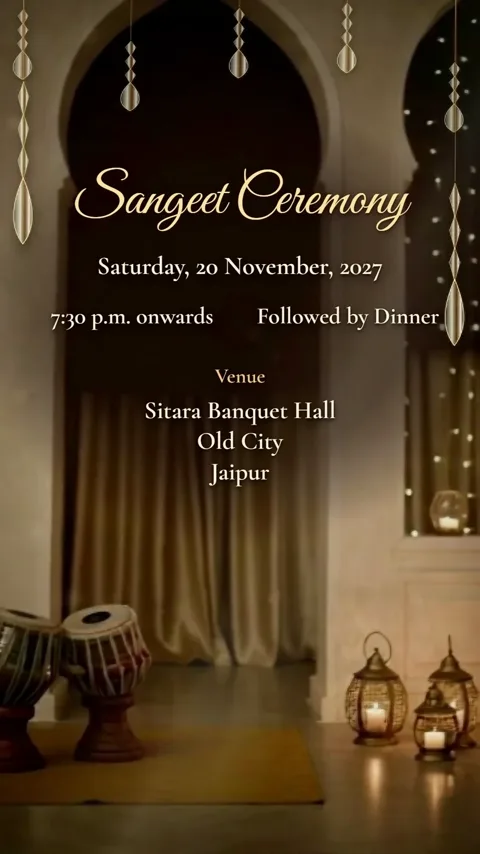 The Marigold Passage, North Indian wedding invitation video: its Sangeet scene