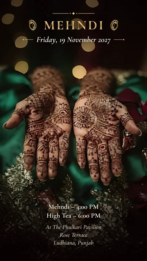 Palla, Sikh Anand Karaj wedding invitation video: its Mehndi scene