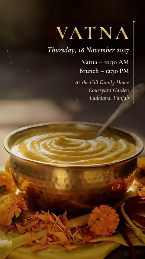 Palla, Sikh Anand Karaj wedding invitation video: its Vatna scene
