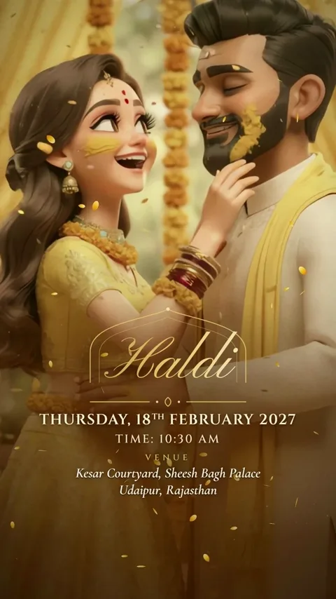 Jharokha, Rajasthani wedding invitation video: its Haldi scene
