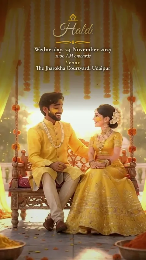 Royal Palace, palace wedding invitation video: its Haldi scene