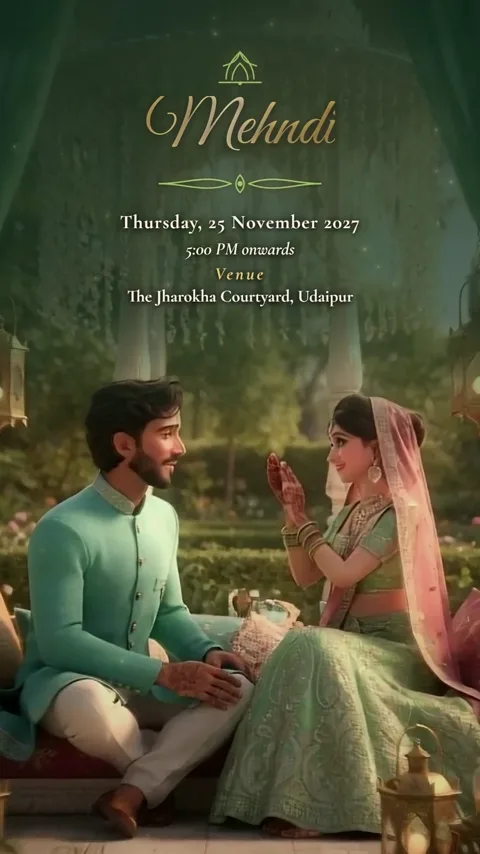 Royal Palace, palace wedding invitation video: its Mehndi scene