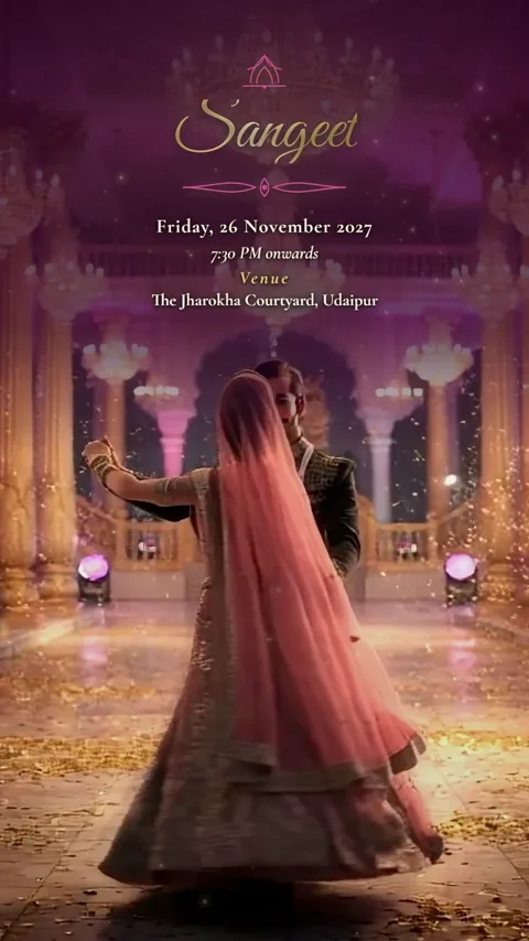 Royal Palace, palace wedding invitation video: its Sangeet scene