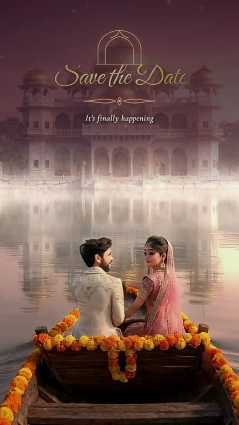 Royal Palace, palace wedding invitation video: its Save the Date scene