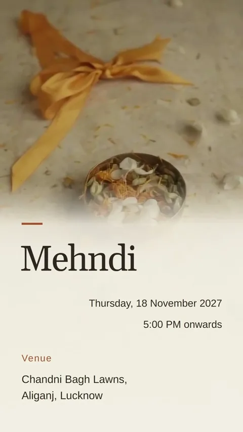 Silk & Saffron, minimalist nikah invitation video: its Mehndi scene