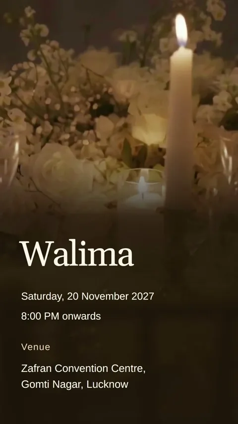 Silk & Saffron, minimalist nikah invitation video: its Walima Reception scene