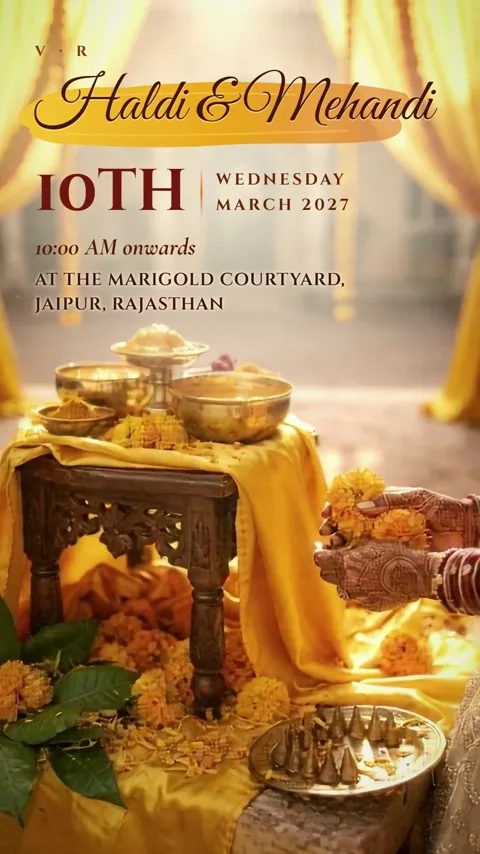 Sunrise to Starlight, Hindu wedding invitation video: its Haldi & Mehandi scene