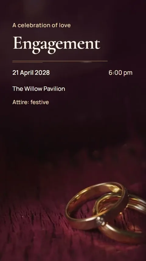 The Gilded Vow, luxury wedding invitation video: its Engagement scene