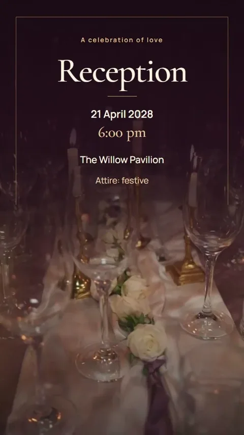 The Gilded Vow, luxury wedding invitation video: its Reception scene