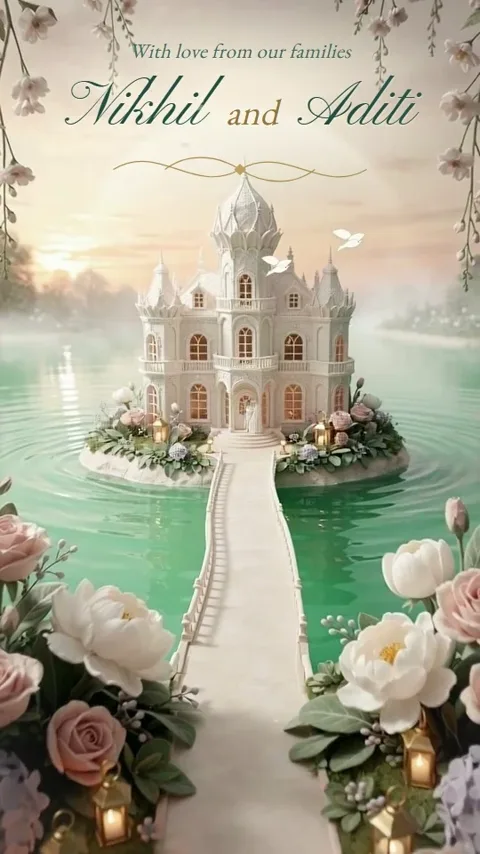 The Wishing Garden, wedding invitation video with floating lanterns
