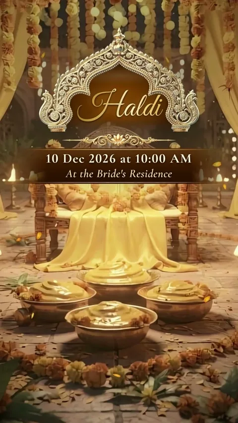 A Thousand Lamps, South Indian wedding invitation video: its Haldi scene