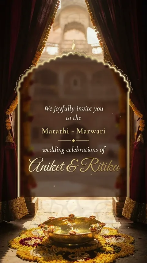 Two States, One Thread, Marathi and Marwari wedding invitation video
