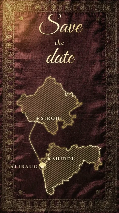 Two States, One Thread, Marathi and Marwari wedding invitation video: its Save the date map scene